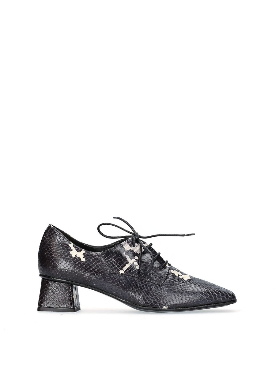 Calzado JONI | Blucher Reptil Negro-Blanco