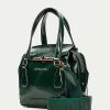 Bolsos HISPANITAS | Bolso Asa Corta Piel Efecto Charol Verde