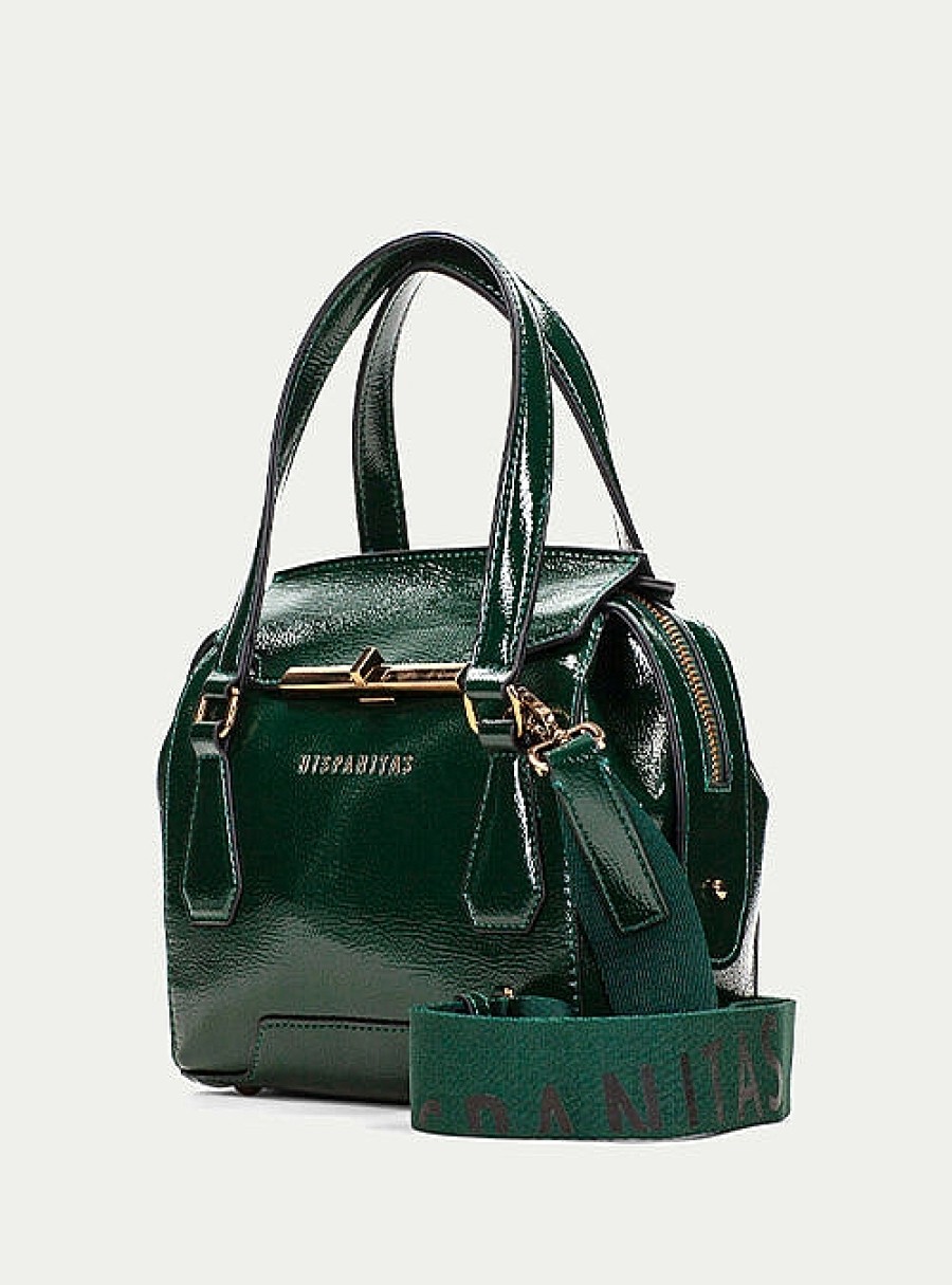 Bolsos HISPANITAS | Bolso Asa Corta Piel Efecto Charol Verde