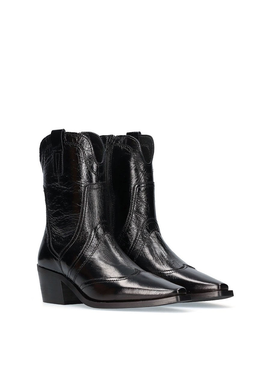 Calzado BRYAN | Botin Cowboy Piel Charol Negro