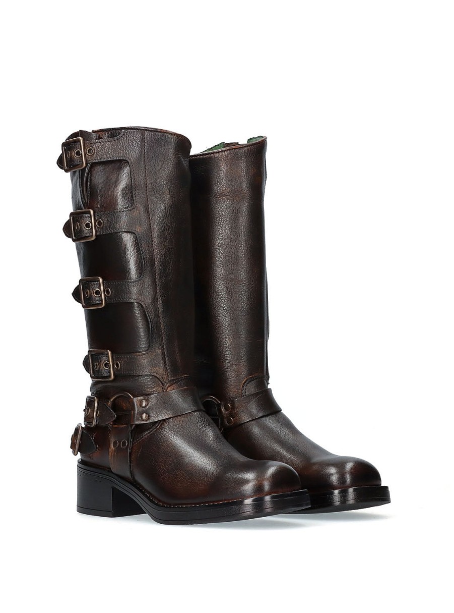 Calzado FELMINI | Bota Biker Maxi Piel Marron