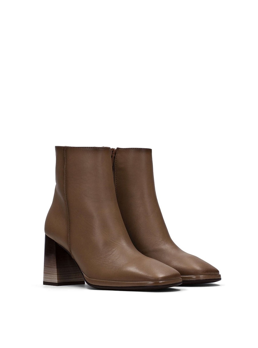 Calzado HISPANITAS | Botin Basic Tacon Degradado Piel Camel