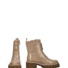 Calzado NOA HARMON | Botin Combat Combinado Tejido Efecto Charol Taupe