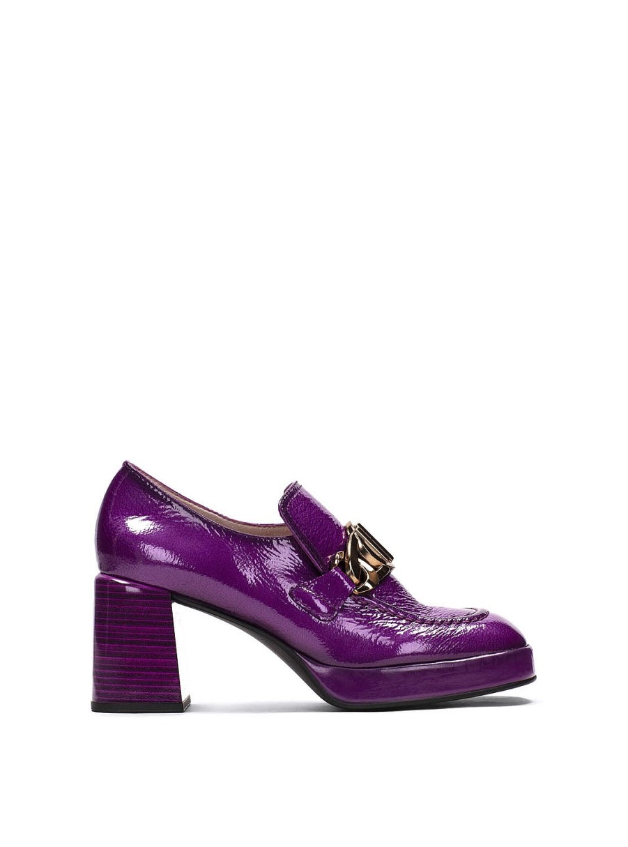 Calzado HISPANITAS | Mocasin Plataforma Piel Charol Morado