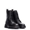 Calzado WONDERS | Botin Combat Piel Negro