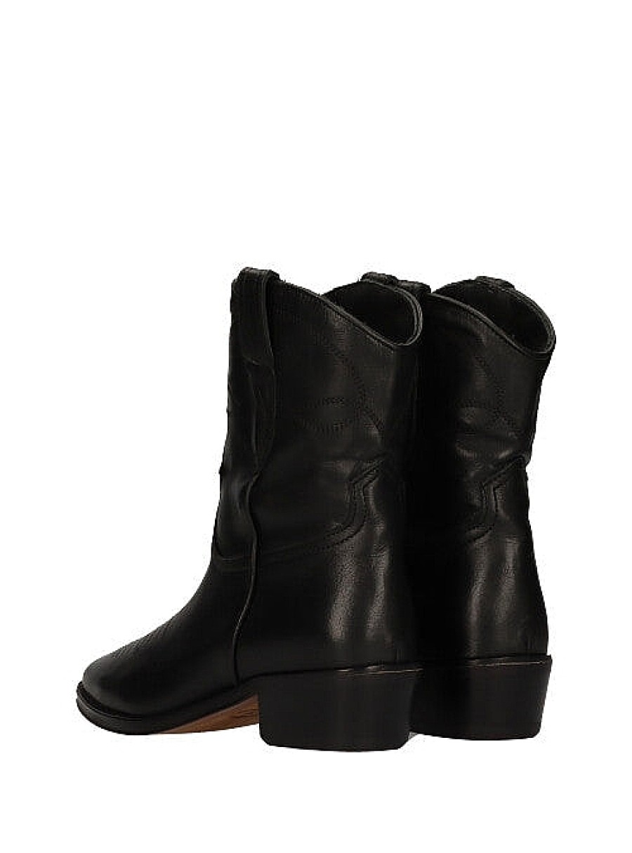 Calzado ALPE | Botin Cowboy Basic Bordados Piel Negro