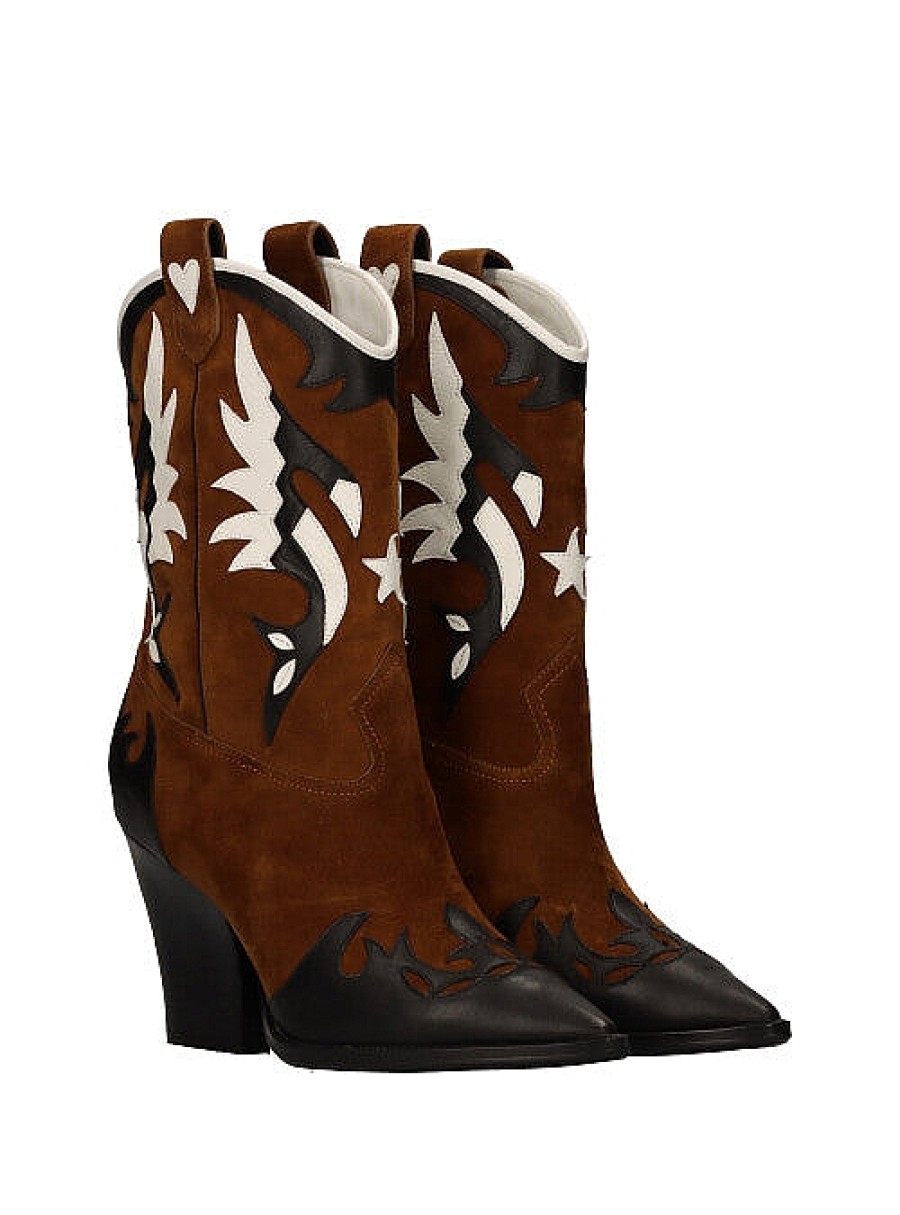 Calzado LOLA CRUZ | Botin Cowboy Bordados Ante Cuero