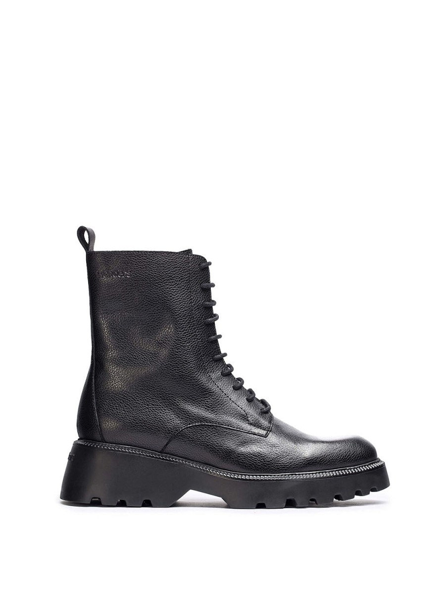 Calzado WONDERS | Botin Combat Piel Negro