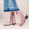 Calzado BRYAN | Botin Cowboy Metalizado Piel Rosa