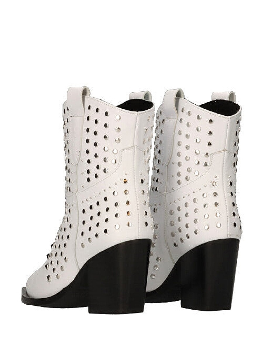 Calzado VIENTY | Botin Cowboy Tachuelas Piel Blanco