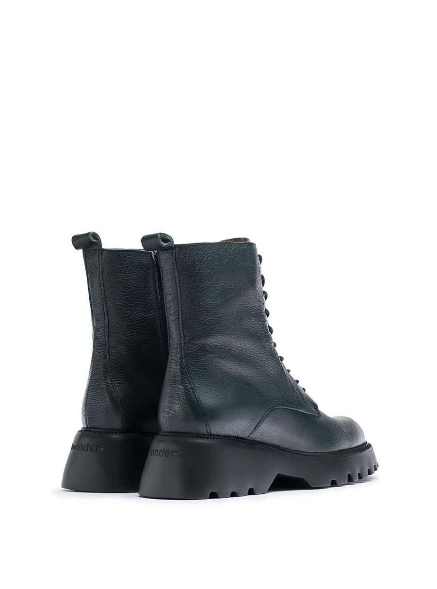 Calzado WONDERS | Botin Combat Piel Verde