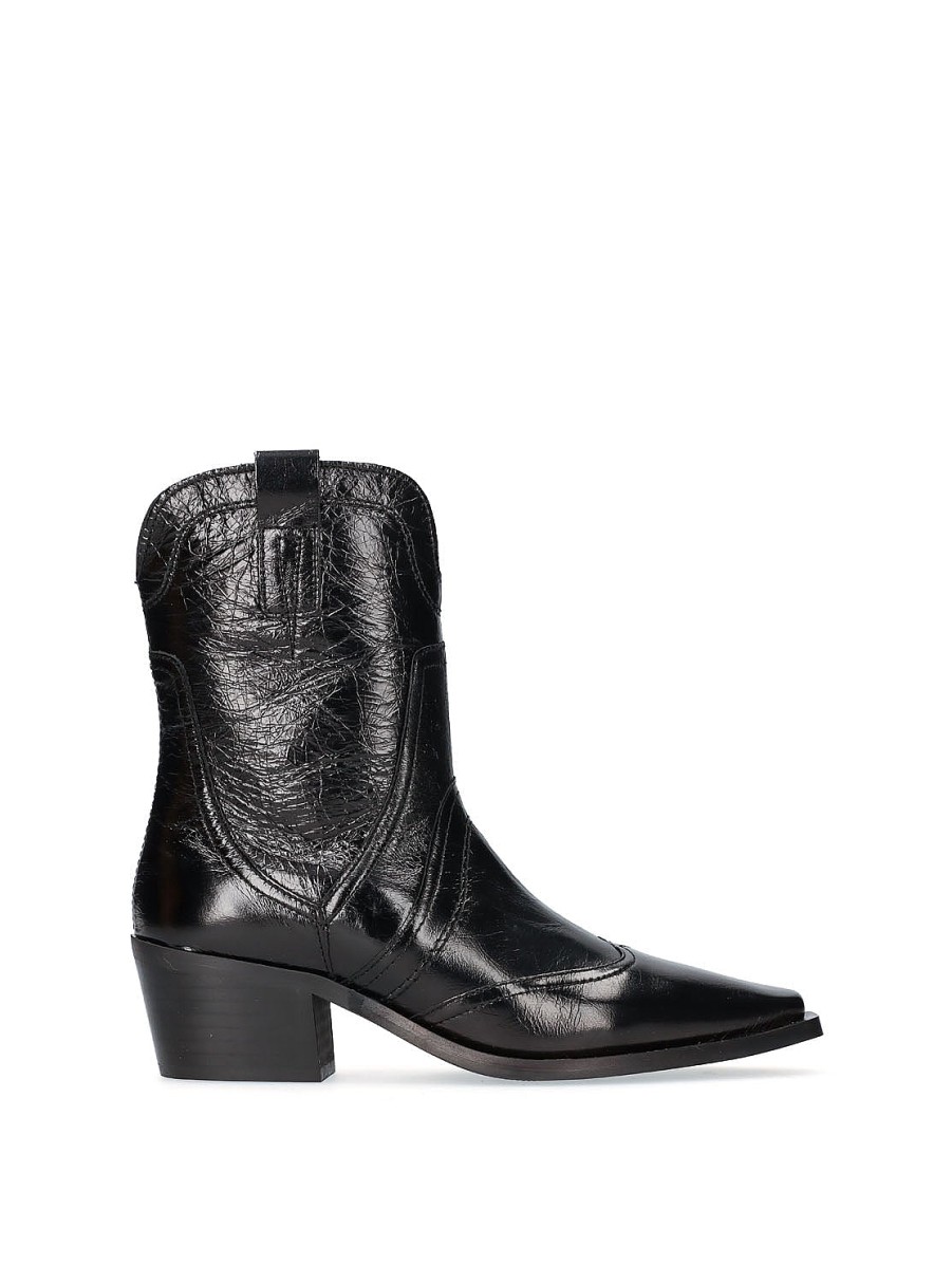 Calzado BRYAN | Botin Cowboy Piel Charol Negro